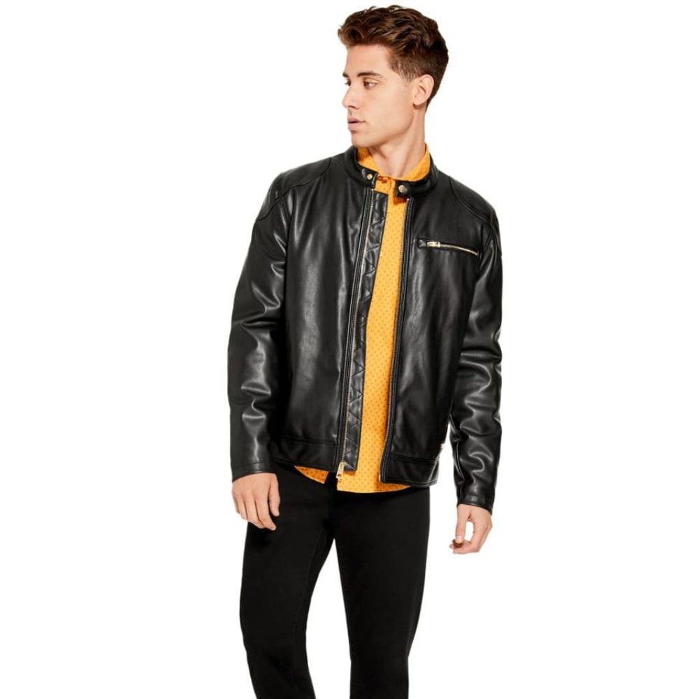 New GUESS Jace Faux-Leather Moto Jacket sz Small - Picture 2 of 11